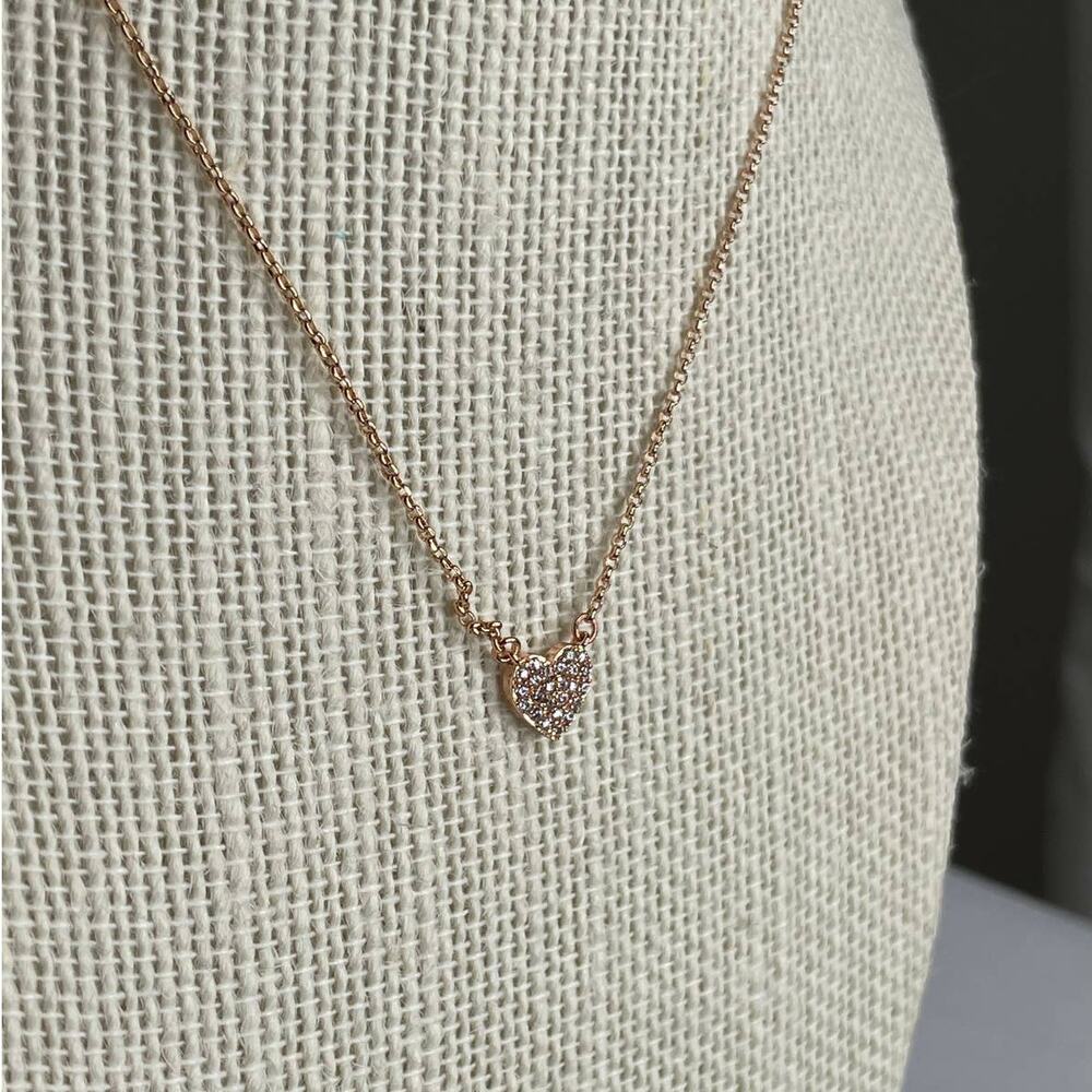 Kate Spade yours truly pave heart mini pendant Rose Gold Necklace - Picture 3 of 4